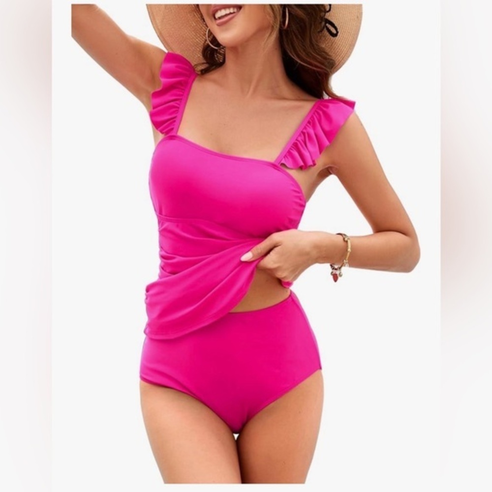 KATE KASIN Two Piece Tankini Women's Swimsuits High Waisted Tummy Control M
